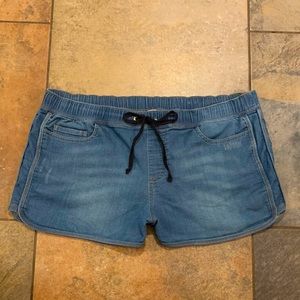 HTF JUICY COUTURE denim Shorty Shorts 16 stretch EXCELLENT CONDITION Glam Style